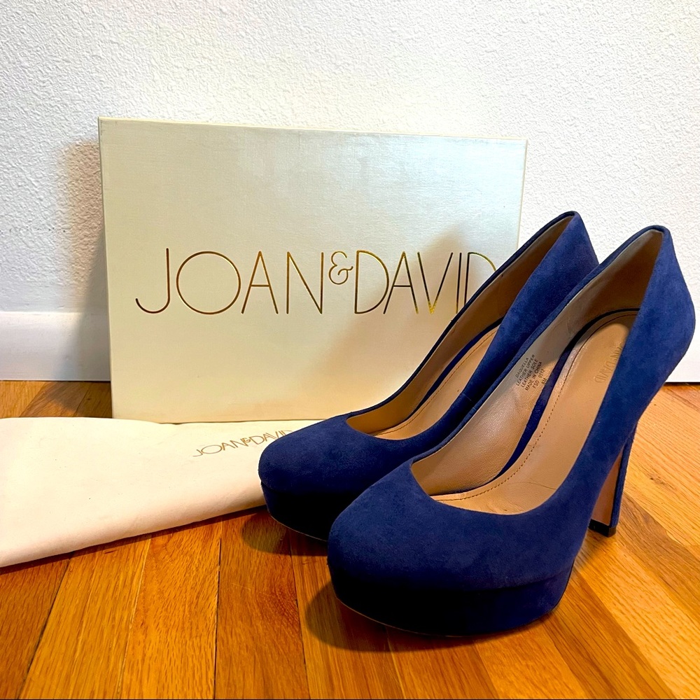 Joan & David Daquella blue suede heels